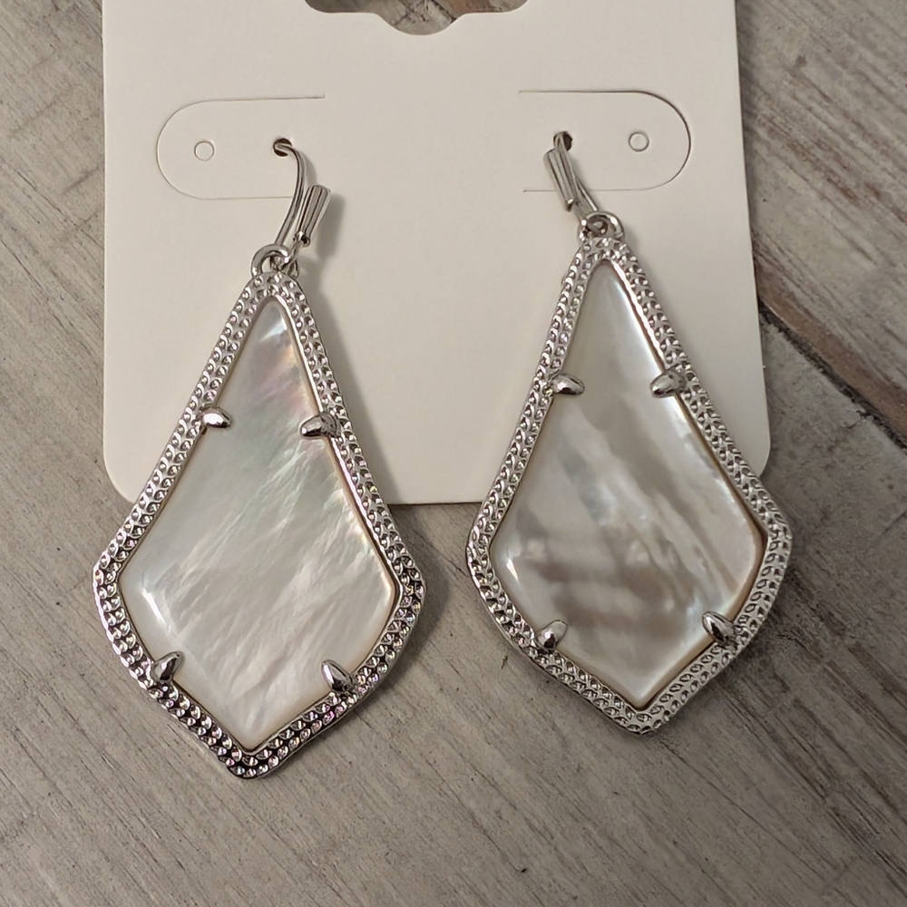 Kendra Scott Alex Earrings Silver And Ivory Mother Of Pearl